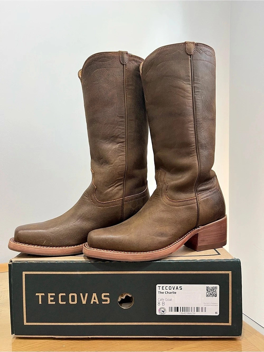 Tecovas The Charlie cafe goat brown Leather Heeled Western Boots Brown US 8